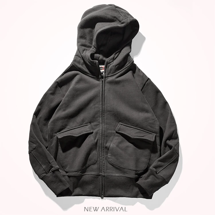 Autumn Winter American Heavyweight Hooded Hoodies Men's Fashion Pure Cotton Long Sleeve Thickened Plus Velvet Casual Sportwear