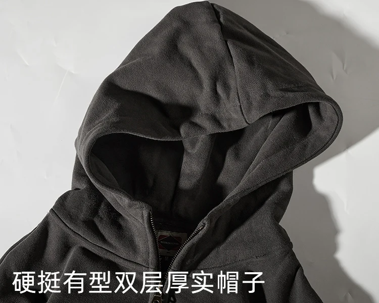 Autumn Winter American Heavyweight Hooded Hoodies Men's Fashion Pure Cotton Long Sleeve Thickened Plus Velvet Casual Sportwear