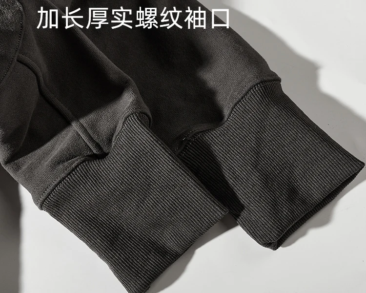 Autumn Winter American Heavyweight Hooded Hoodies Men's Fashion Pure Cotton Long Sleeve Thickened Plus Velvet Casual Sportwear