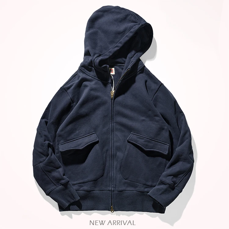 Autumn Winter American Heavyweight Hooded Hoodies Men's Fashion Pure Cotton Long Sleeve Thickened Plus Velvet Casual Sportwear