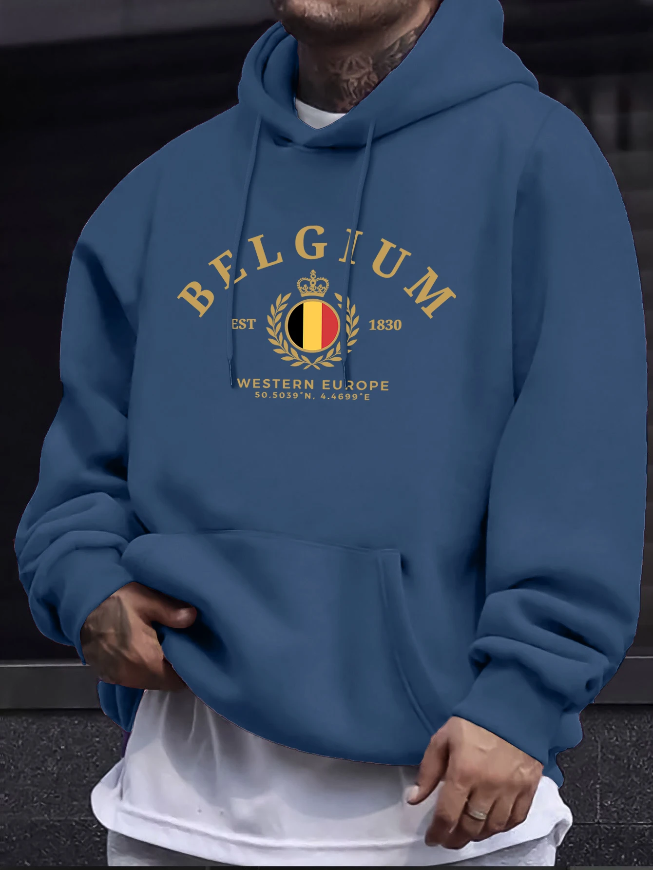 Belgium Western Europe Est 1830 Prints Man Street Tops Autumn Casual Hoodie Sports Loose Sweatshirt Simple Fashion Pullovers