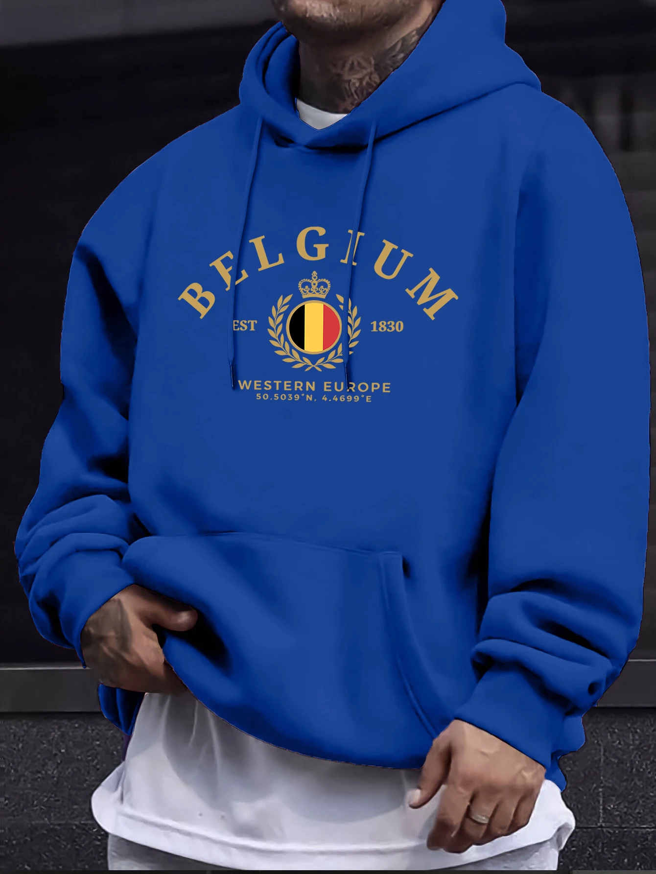 Belgium Western Europe Est 1830 Prints Man Street Tops Autumn Casual Hoodie Sports Loose Sweatshirt Simple Fashion Pullovers