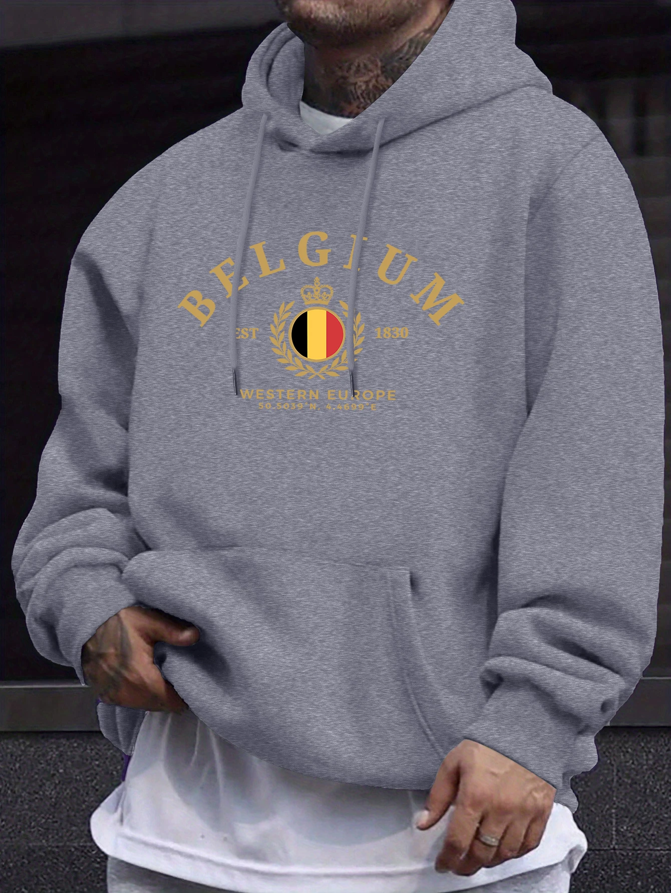 Belgium Western Europe Est 1830 Prints Man Street Tops Autumn Casual Hoodie Sports Loose Sweatshirt Simple Fashion Pullovers