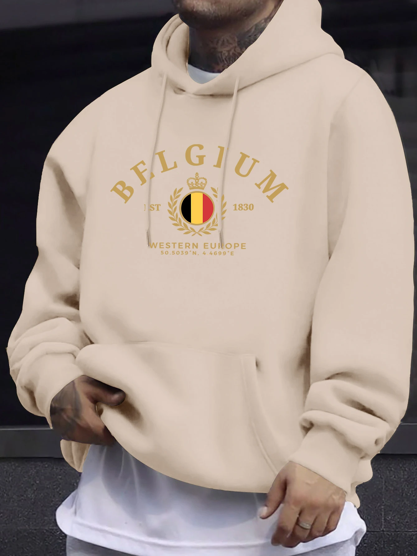 Belgium Western Europe Est 1830 Prints Man Street Tops Autumn Casual Hoodie Sports Loose Sweatshirt Simple Fashion Pullovers