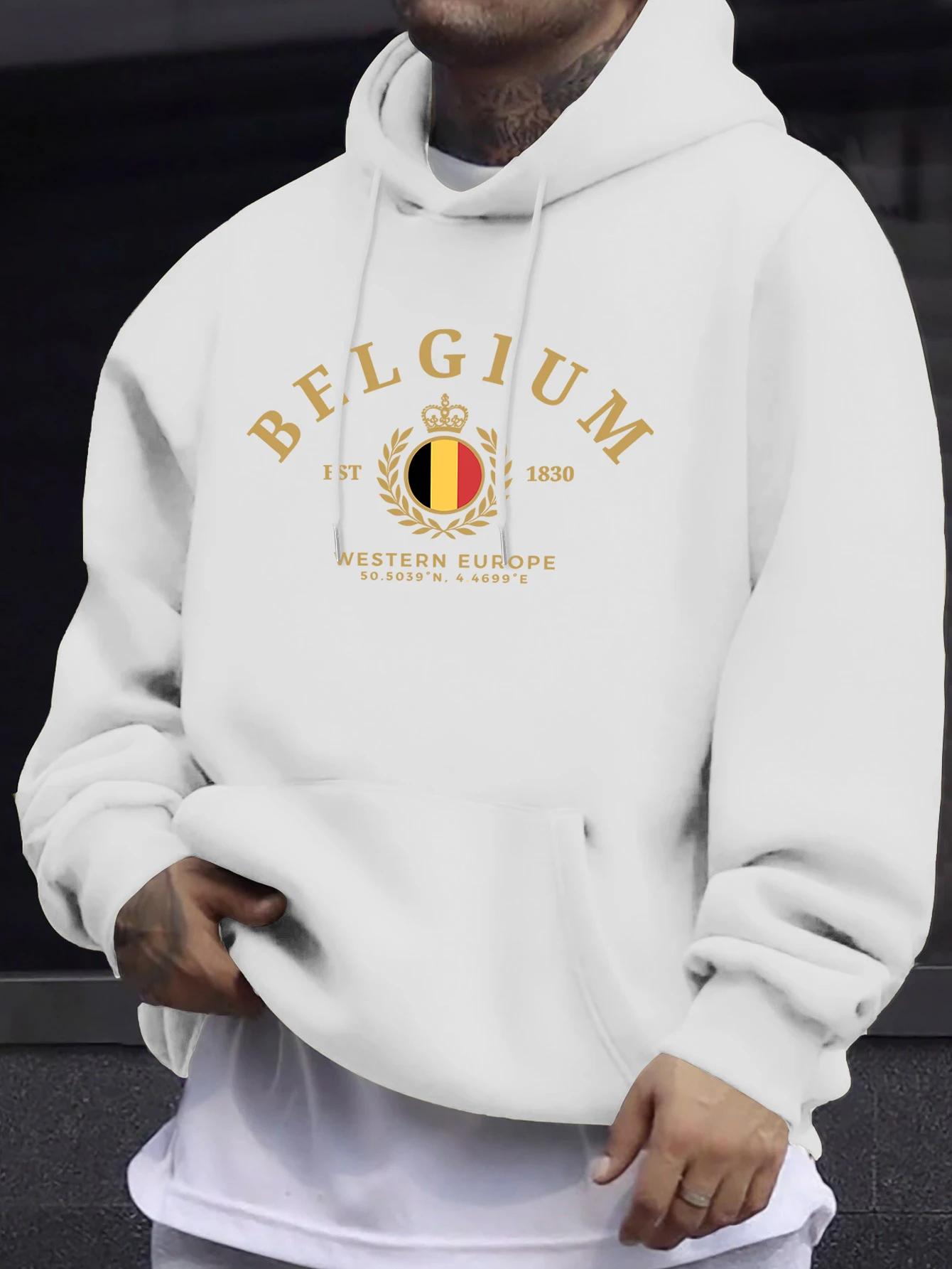 Belgium Western Europe Est 1830 Prints Man Street Tops Autumn Casual Hoodie Sports Loose Sweatshirt Simple Fashion Pullovers