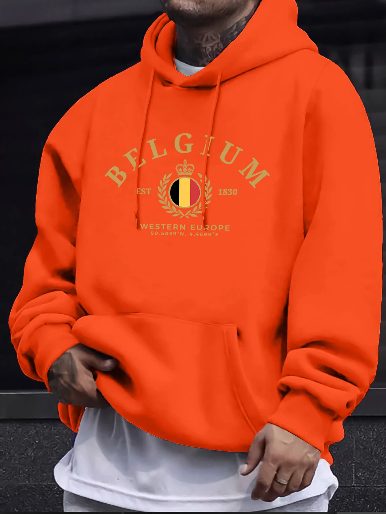 Belgium Western Europe Est 1830 Prints Man Street Tops Autumn Casual Hoodie Sports Loose Sweatshirt Simple Fashion Pullovers