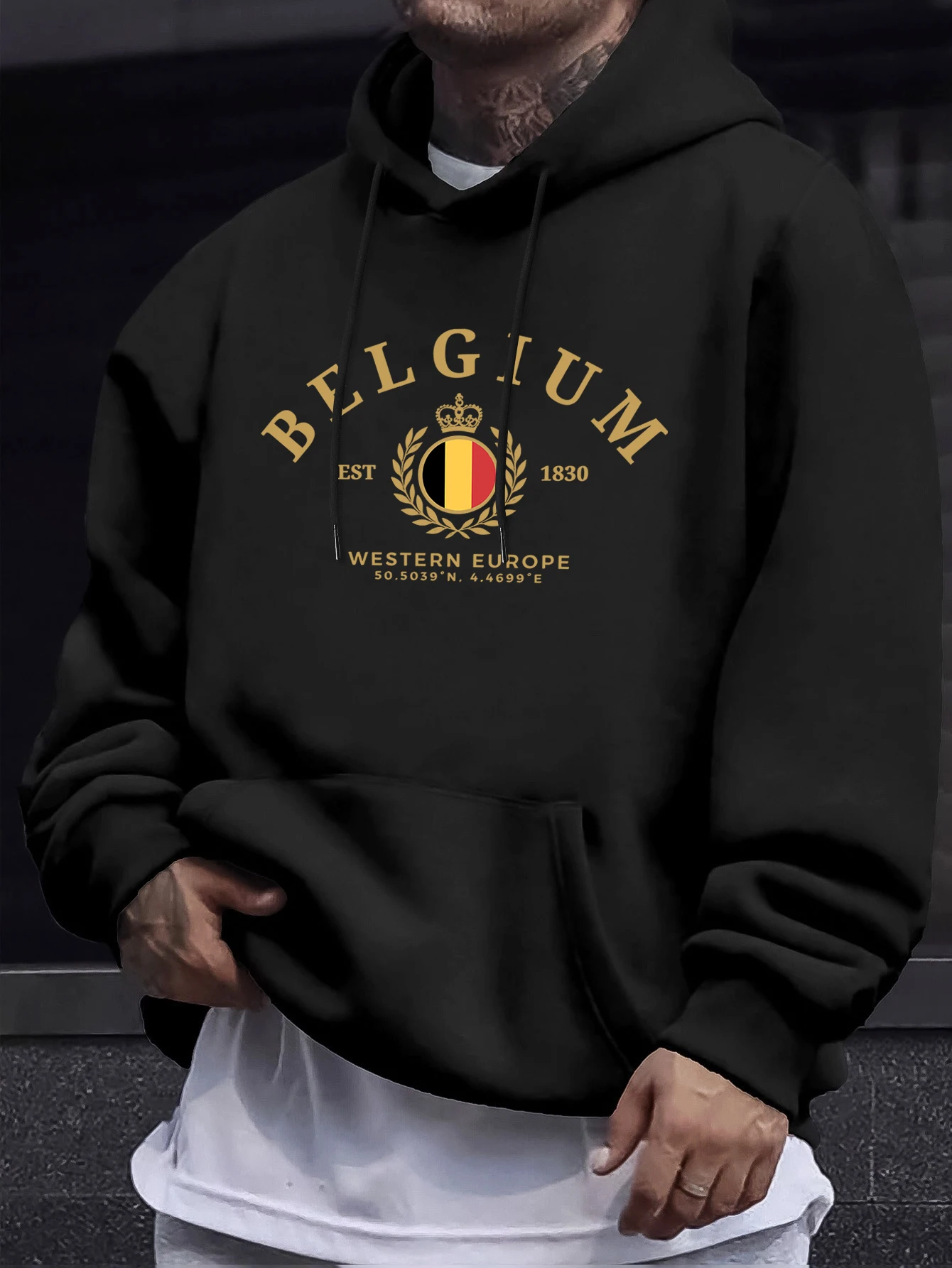 Belgium Western Europe Est 1830 Prints Man Street Tops Autumn Casual Hoodie Sports Loose Sweatshirt Simple Fashion Pullovers