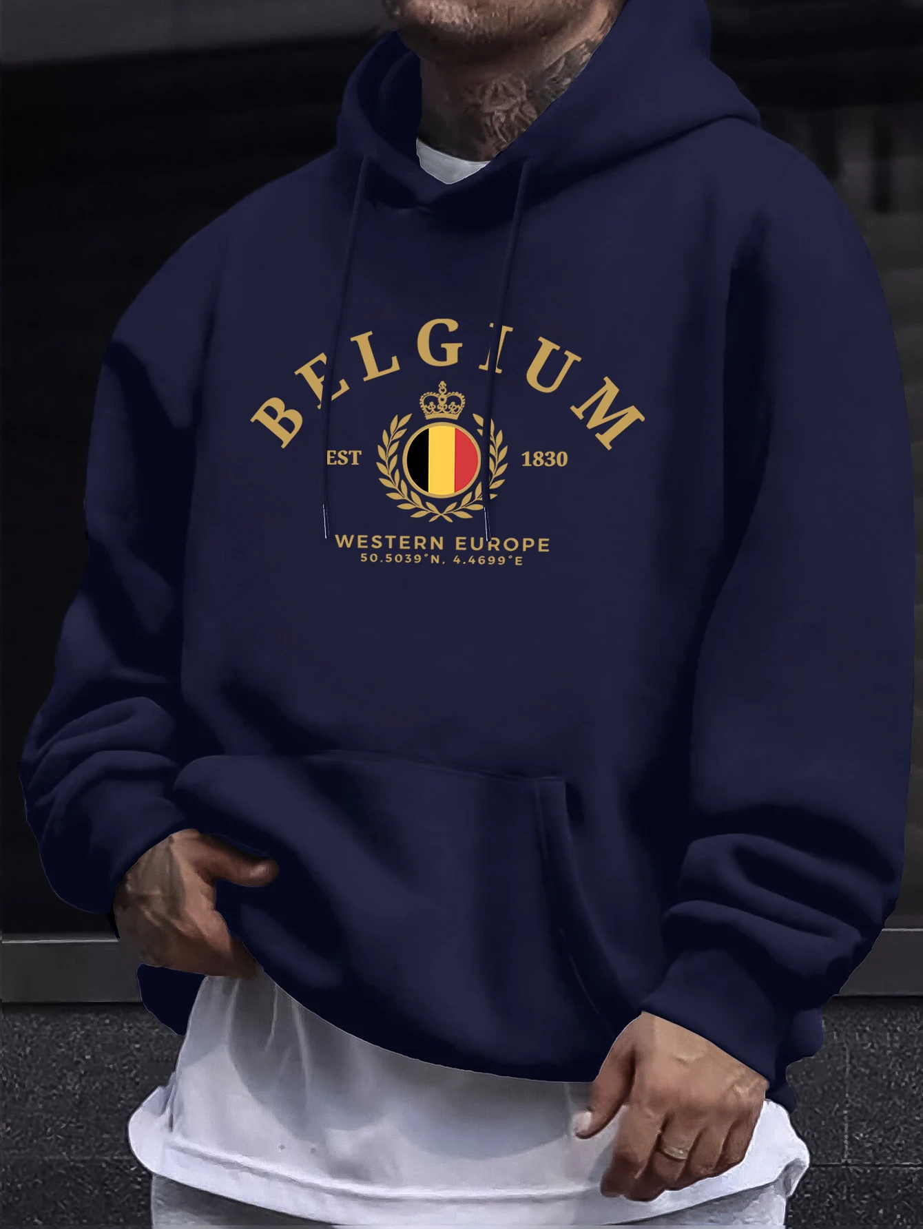 Belgium Western Europe Est 1830 Prints Man Street Tops Autumn Casual Hoodie Sports Loose Sweatshirt Simple Fashion Pullovers