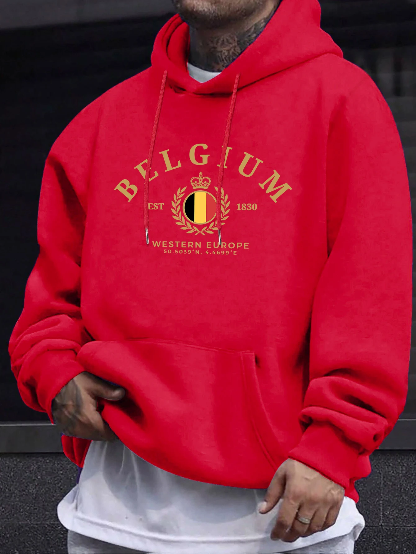 Belgium Western Europe Est 1830 Prints Man Street Tops Autumn Casual Hoodie Sports Loose Sweatshirt Simple Fashion Pullovers