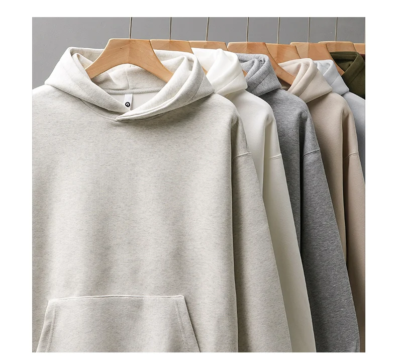 DUKEEN 460gsm Men's Hooded Sweatshirt 2025 Autumn and Winter Fashion Solid Color Long Sleeve Fleece Sports Basic Outerwear