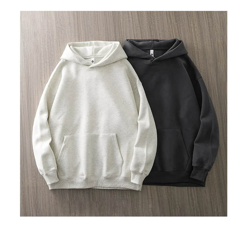 DUKEEN 460gsm Men's Hooded Sweatshirt 2025 Autumn and Winter Fashion Solid Color Long Sleeve Fleece Sports Basic Outerwear