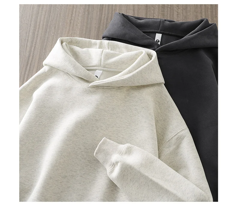 DUKEEN 460gsm Men's Hooded Sweatshirt 2025 Autumn and Winter Fashion Solid Color Long Sleeve Fleece Sports Basic Outerwear