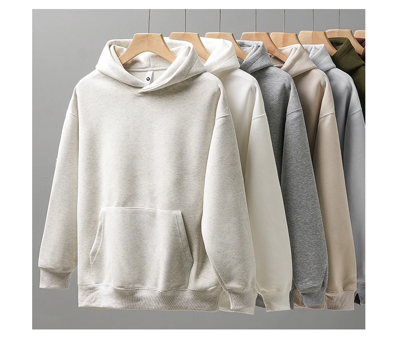 DUKEEN 460gsm Men's Hooded Sweatshirt 2025 Autumn and Winter Fashion Solid Color Long Sleeve Fleece Sports Basic Outerwear