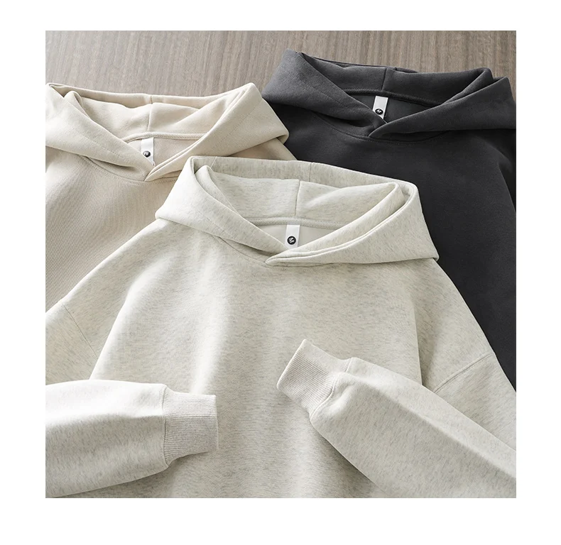 DUKEEN 460gsm Men's Hooded Sweatshirt 2025 Autumn and Winter Fashion Solid Color Long Sleeve Fleece Sports Basic Outerwear