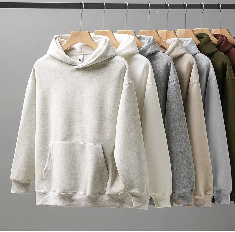 DUKEEN 460gsm Men's Hooded Sweatshirt 2025 Autumn and Winter Fashion Solid Color Long Sleeve Fleece Sports Basic Outerwear