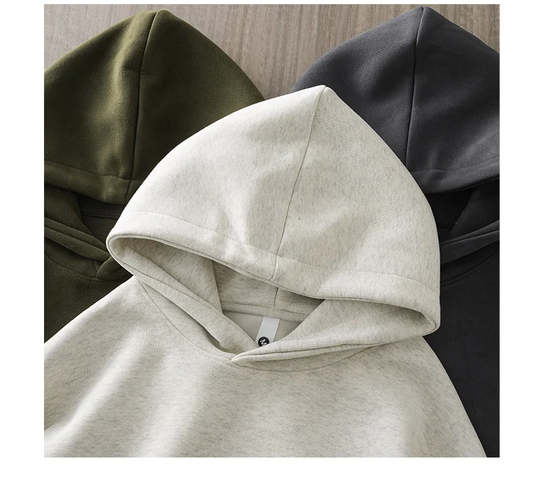 DUKEEN 460gsm Men's Hooded Sweatshirt 2025 Autumn and Winter Fashion Solid Color Long Sleeve Fleece Sports Basic Outerwear