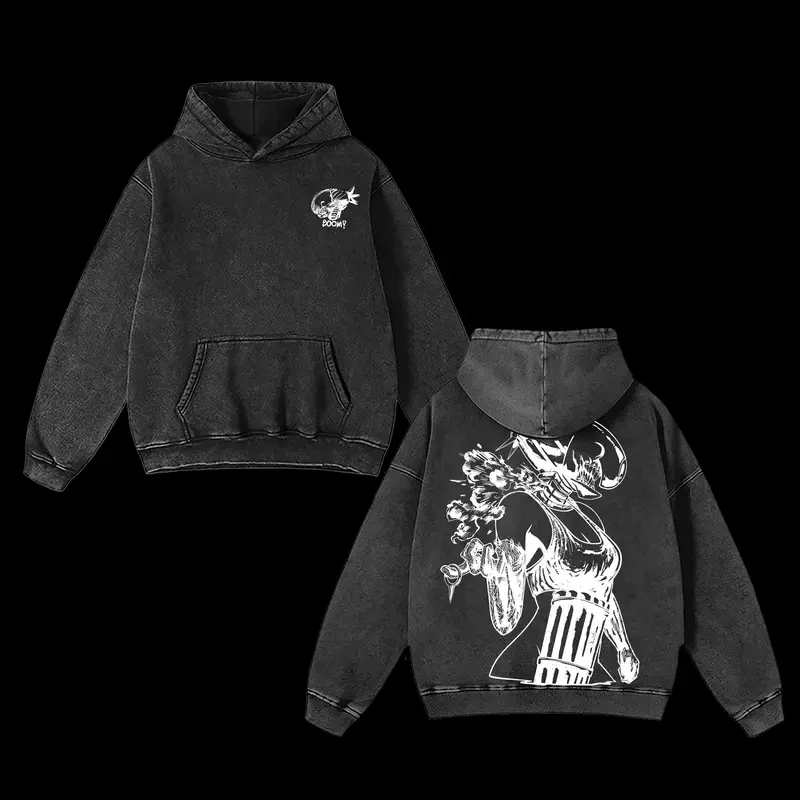 Chainsaw Man Anime Clothing Reze Graphic Hooded Men Women Cotton Hoodies Vintage Washed Sweatshirt Harajuku Male Streetwear