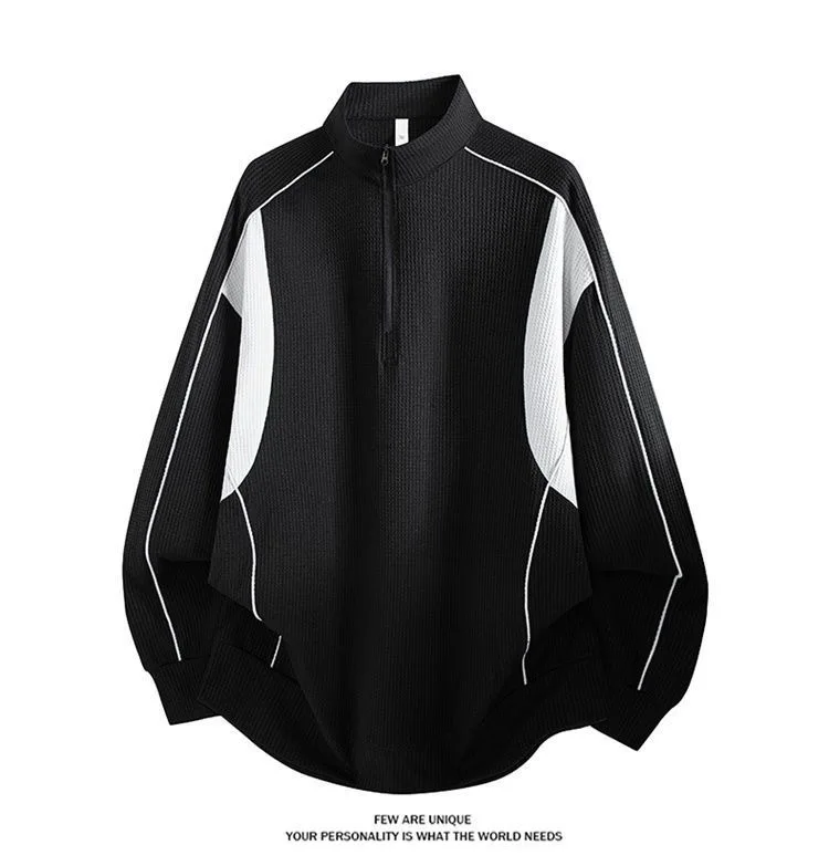 Spring and Autumn fashion solid color sports fitness running breathable pullover sweatshirt men's casual loose high quality top