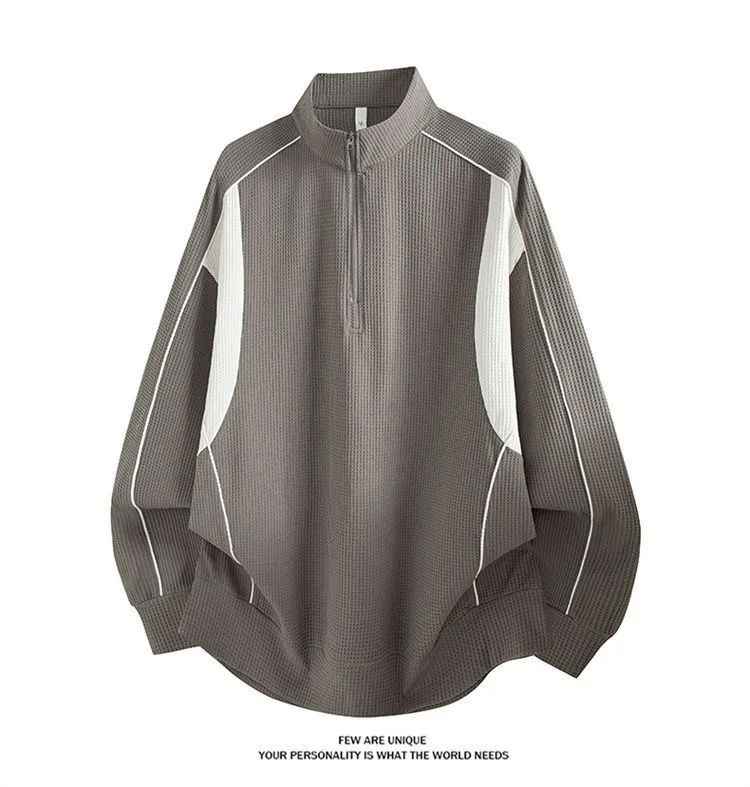 Spring and Autumn fashion solid color sports fitness running breathable pullover sweatshirt men's casual loose high quality top