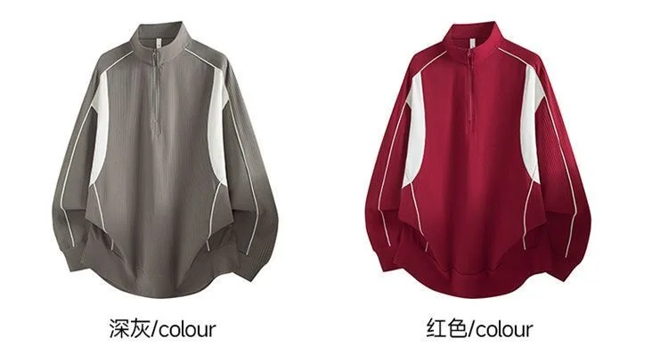 Spring and Autumn fashion solid color sports fitness running breathable pullover sweatshirt men's casual loose high quality top