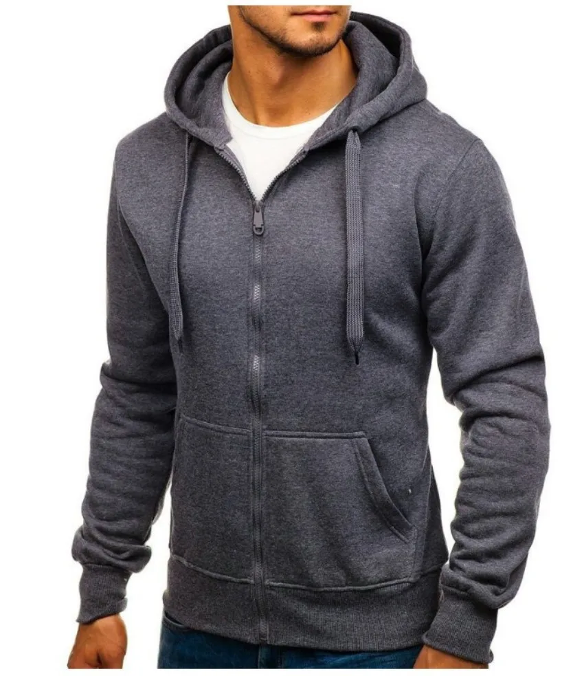 New Men's Solid Hoodies Jacket Outdoor Casual Sport Hooded Drawstring Zip Coats Sweatshirts Men Simple Cardigan Tops Tracksuits