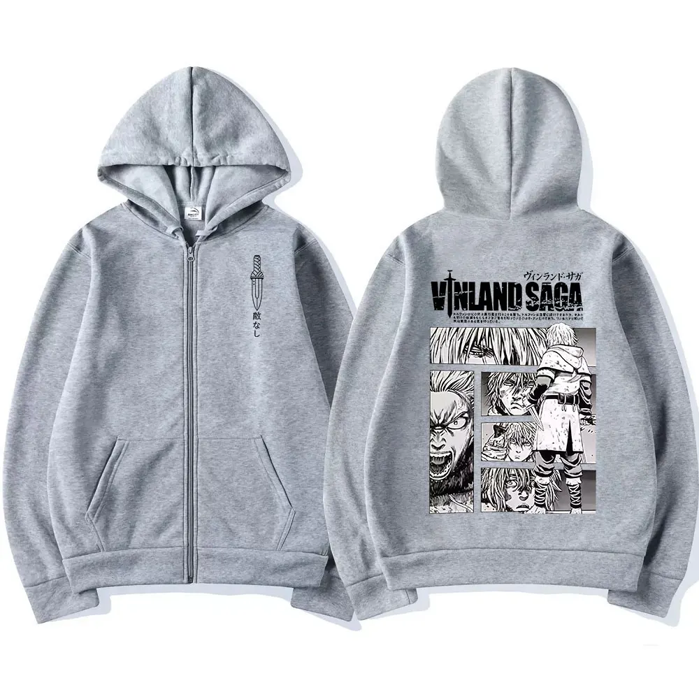 Anime Vinland Saga Zipper Hoodies Manga Thorfinn Karlsefni Men's Women Clothing Zip Up Sweatshirts Harajuku Oversized Pullovers