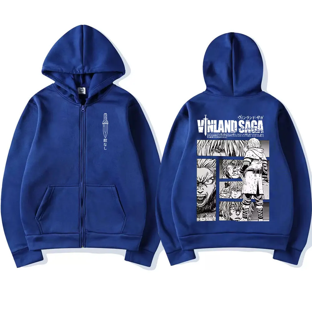 Anime Vinland Saga Zipper Hoodies Manga Thorfinn Karlsefni Men's Women Clothing Zip Up Sweatshirts Harajuku Oversized Pullovers