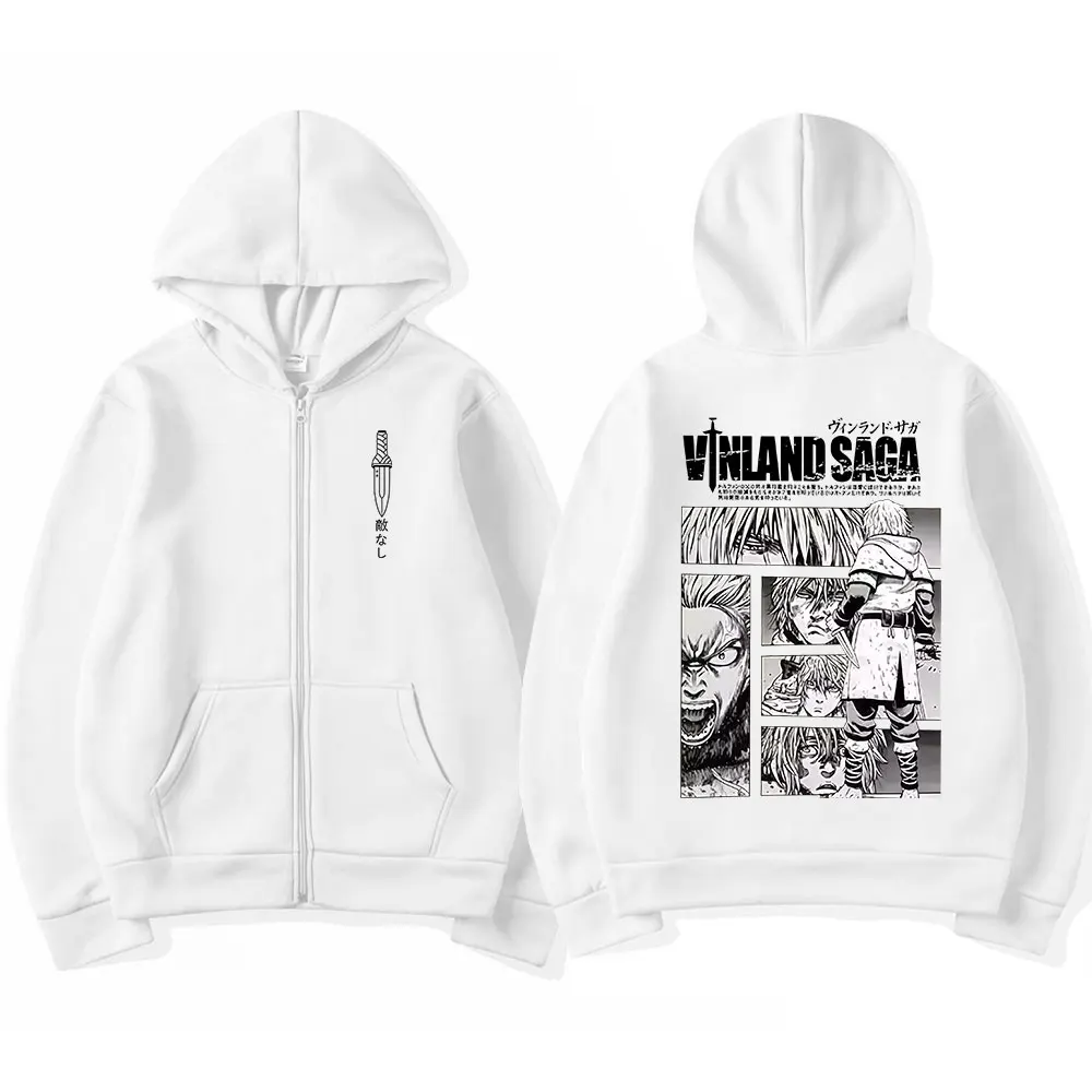 Anime Vinland Saga Zipper Hoodies Manga Thorfinn Karlsefni Men's Women Clothing Zip Up Sweatshirts Harajuku Oversized Pullovers