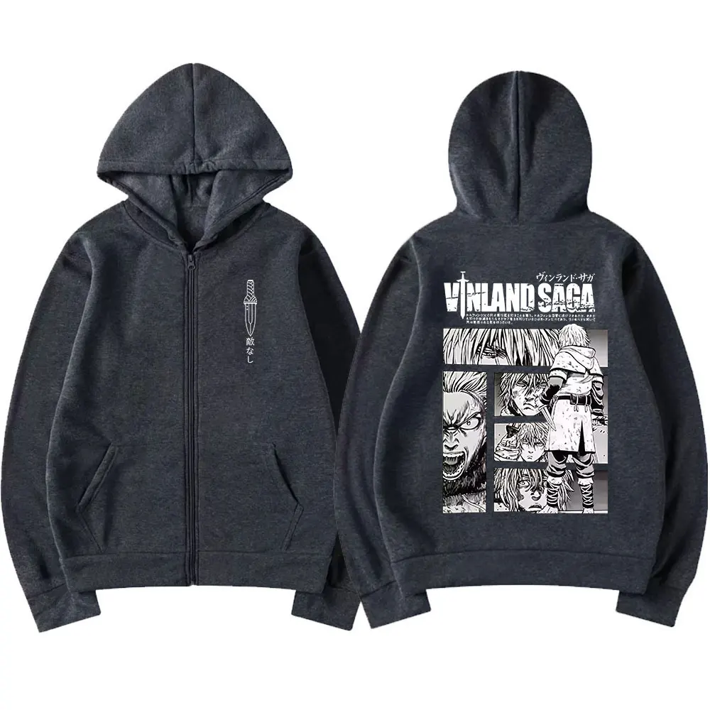 Anime Vinland Saga Zipper Hoodies Manga Thorfinn Karlsefni Men's Women Clothing Zip Up Sweatshirts Harajuku Oversized Pullovers