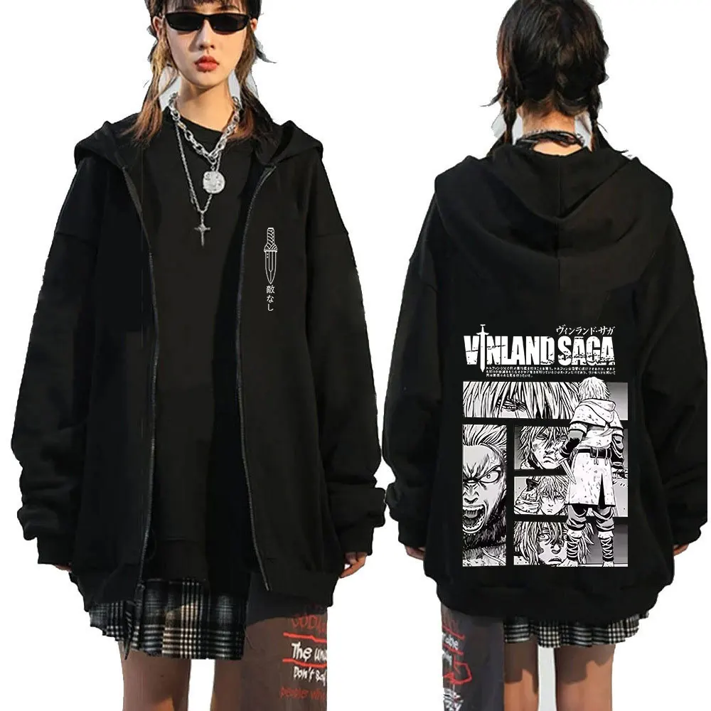 Anime Vinland Saga Zipper Hoodies Manga Thorfinn Karlsefni Men's Women Clothing Zip Up Sweatshirts Harajuku Oversized Pullovers