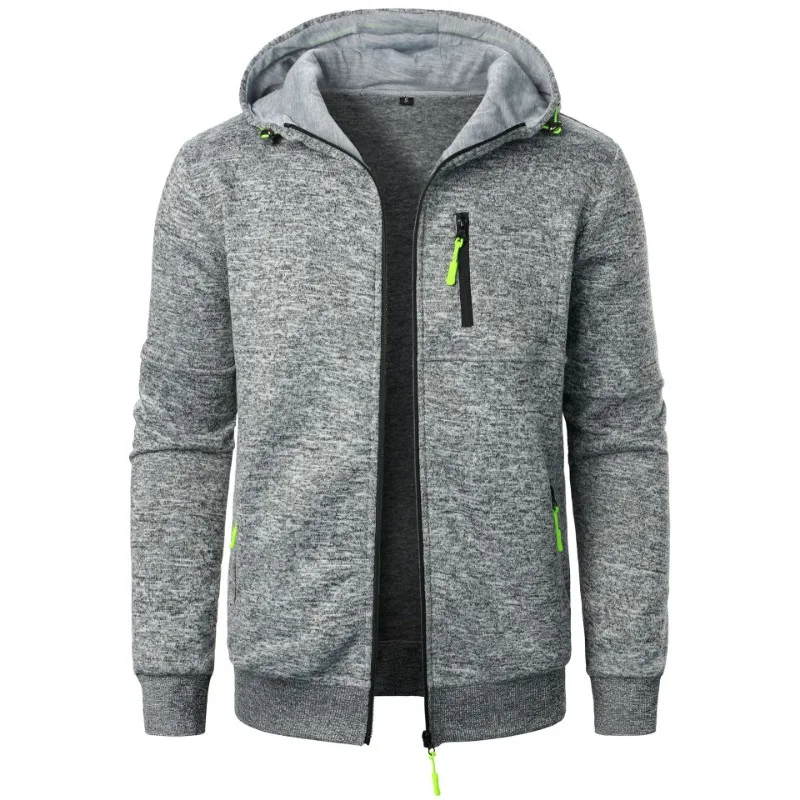 New Streetwear Men's Long Sleeve Sweatshirts for Men Zipper Hooded Oversize Winter Warm Jacket Coat Outdoor Tracksuit Men
