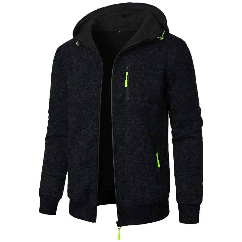 New Streetwear Men's Long Sleeve Sweatshirts for Men Zipper Hooded Oversize Winter Warm Jacket Coat Outdoor Tracksuit Men