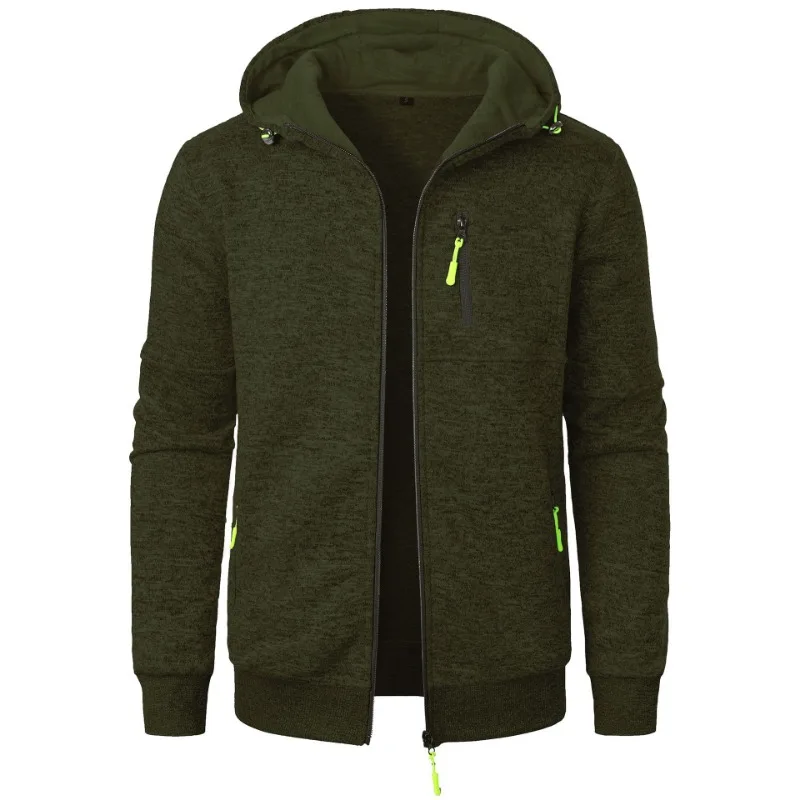 New Streetwear Men's Long Sleeve Sweatshirts for Men Zipper Hooded Oversize Winter Warm Jacket Coat Outdoor Tracksuit Men