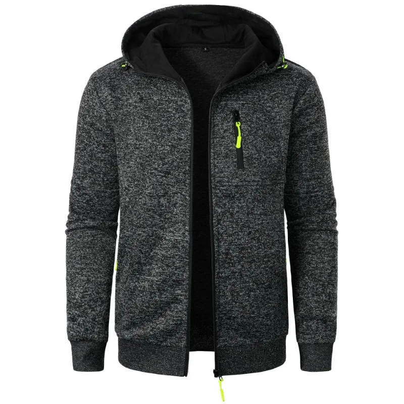 New Streetwear Men's Long Sleeve Sweatshirts for Men Zipper Hooded Oversize Winter Warm Jacket Coat Outdoor Tracksuit Men