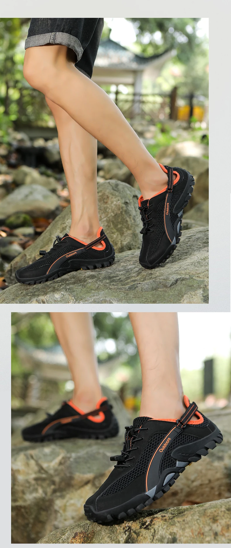 Men's Solid Color Creek Tracing Water Shoes Outdoor Beach Swimming Mountaineering Shoes Breathable Quick-Dry Aqua Shoes