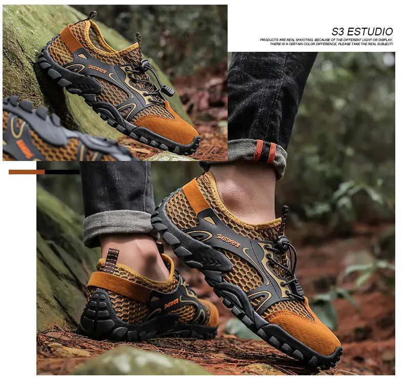 Men's Solid Color Creek Tracing Water Shoes Outdoor Beach Swimming Mountaineering Shoes Breathable Quick-Dry Aqua Shoes
