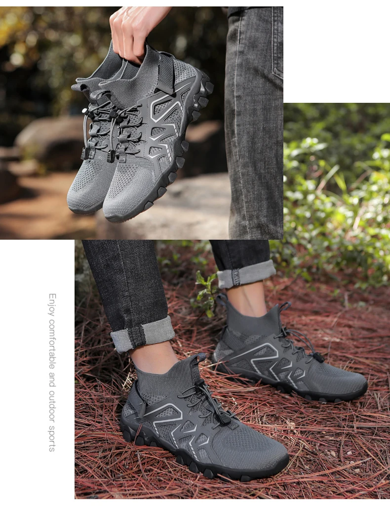 Men's Solid Color Creek Tracing Water Shoes Outdoor Beach Swimming Mountaineering Shoes Breathable Quick-Dry Aqua Shoes