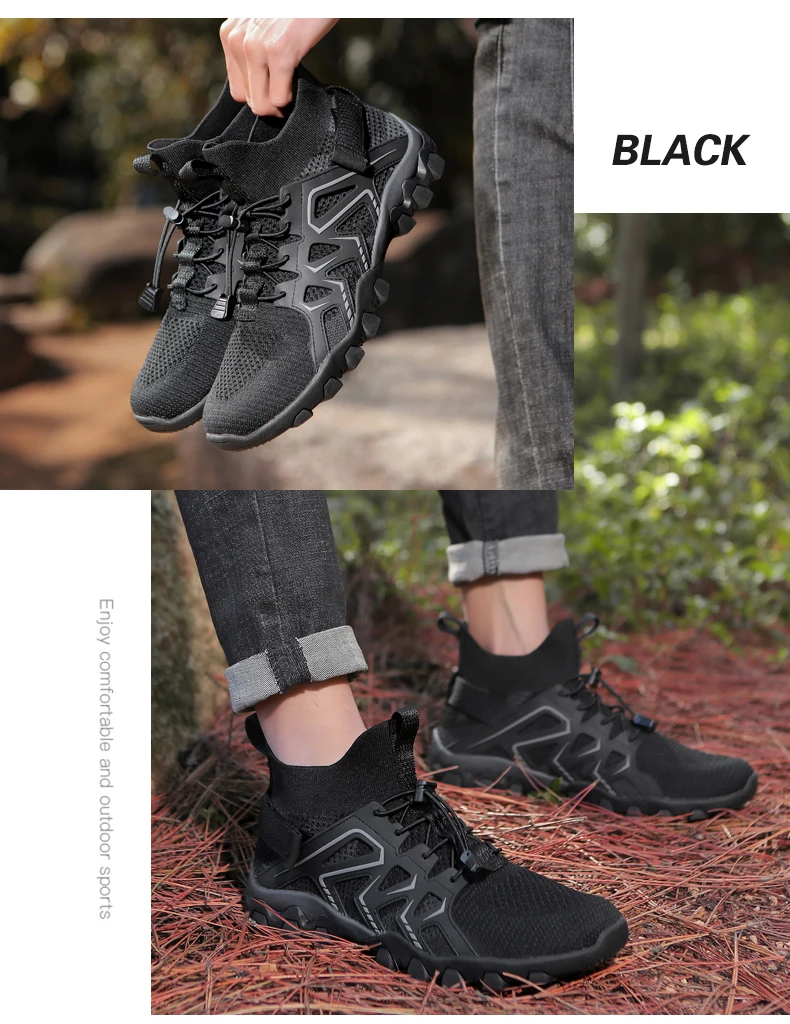 Men's Solid Color Creek Tracing Water Shoes Outdoor Beach Swimming Mountaineering Shoes Breathable Quick-Dry Aqua Shoes
