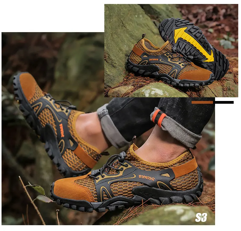 Men's Solid Color Creek Tracing Water Shoes Outdoor Beach Swimming Mountaineering Shoes Breathable Quick-Dry Aqua Shoes