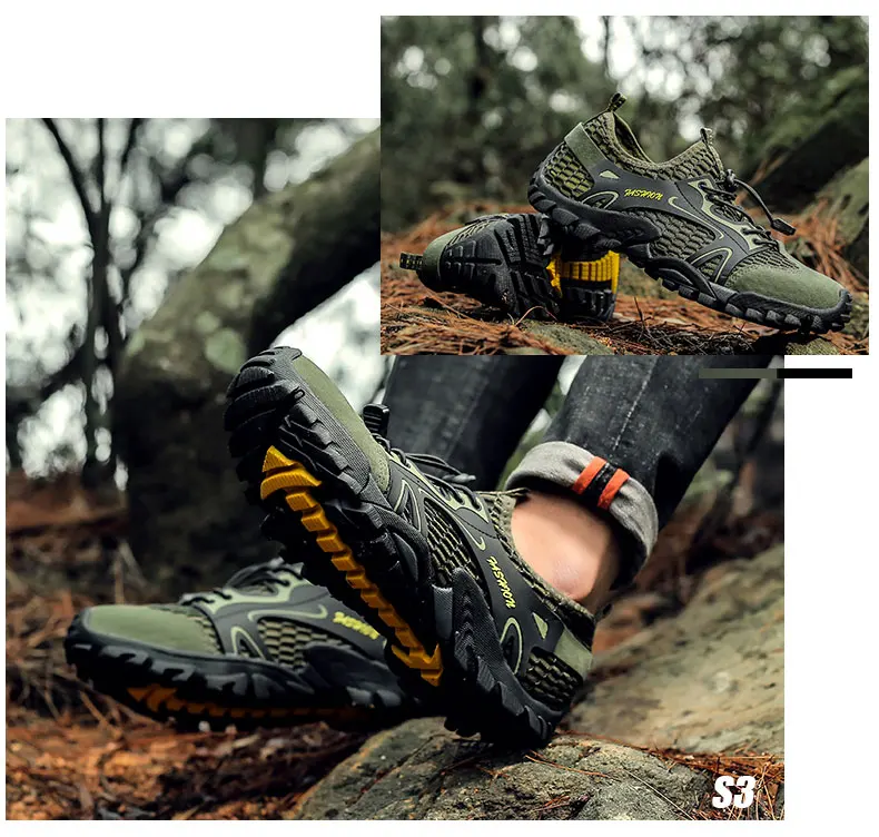 Men's Solid Color Creek Tracing Water Shoes Outdoor Beach Swimming Mountaineering Shoes Breathable Quick-Dry Aqua Shoes