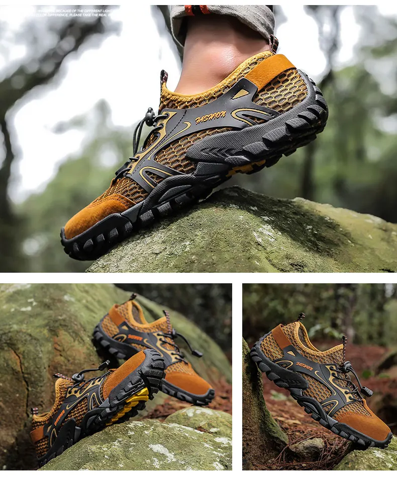 Men's Solid Color Creek Tracing Water Shoes Outdoor Beach Swimming Mountaineering Shoes Breathable Quick-Dry Aqua Shoes