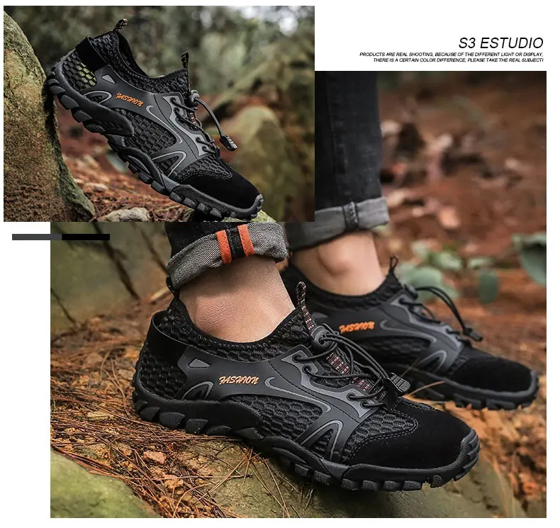 Men's Solid Color Creek Tracing Water Shoes Outdoor Beach Swimming Mountaineering Shoes Breathable Quick-Dry Aqua Shoes