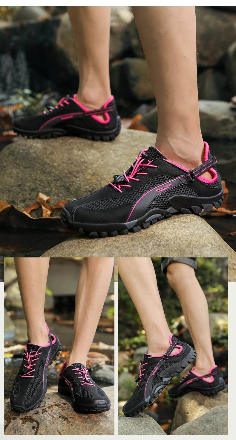 Men's Solid Color Creek Tracing Water Shoes Outdoor Beach Swimming Mountaineering Shoes Breathable Quick-Dry Aqua Shoes
