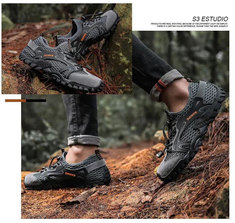 Men's Solid Color Creek Tracing Water Shoes Outdoor Beach Swimming Mountaineering Shoes Breathable Quick-Dry Aqua Shoes