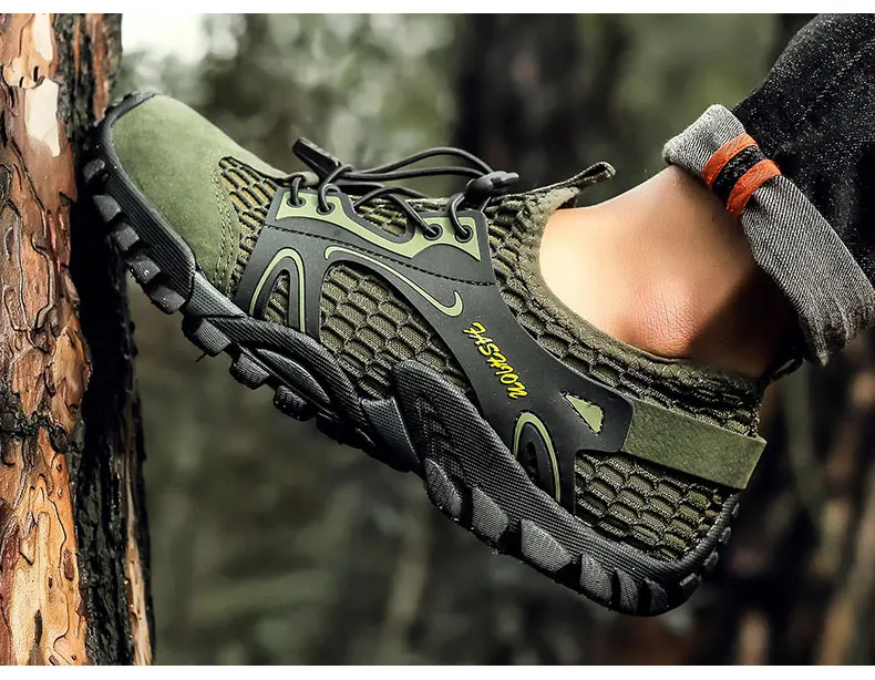 Men's Solid Color Creek Tracing Water Shoes Outdoor Beach Swimming Mountaineering Shoes Breathable Quick-Dry Aqua Shoes