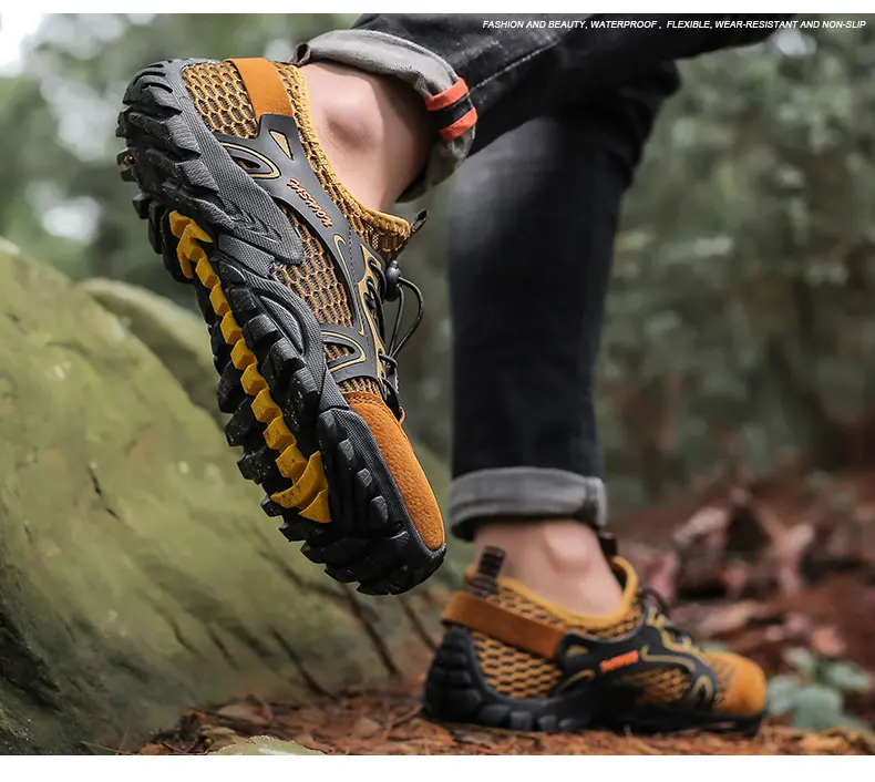 Men's Solid Color Creek Tracing Water Shoes Outdoor Beach Swimming Mountaineering Shoes Breathable Quick-Dry Aqua Shoes