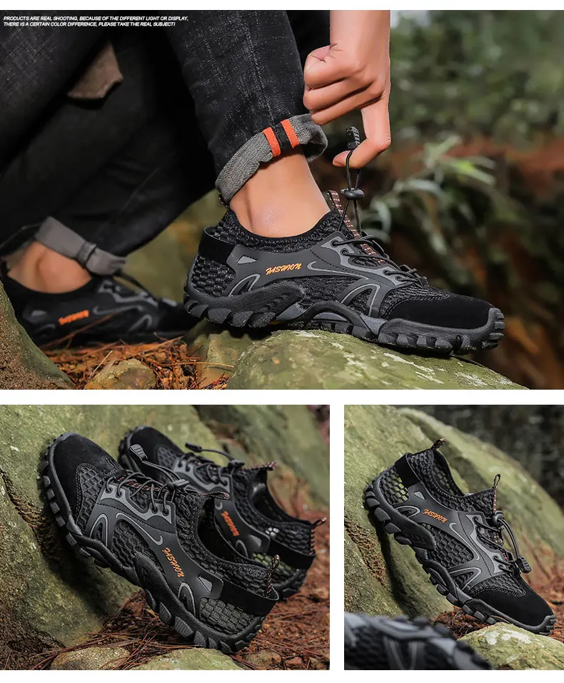 Men's Solid Color Creek Tracing Water Shoes Outdoor Beach Swimming Mountaineering Shoes Breathable Quick-Dry Aqua Shoes