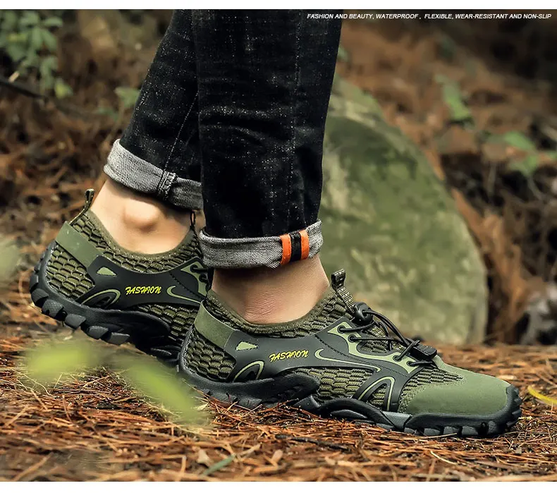 Men's Solid Color Creek Tracing Water Shoes Outdoor Beach Swimming Mountaineering Shoes Breathable Quick-Dry Aqua Shoes