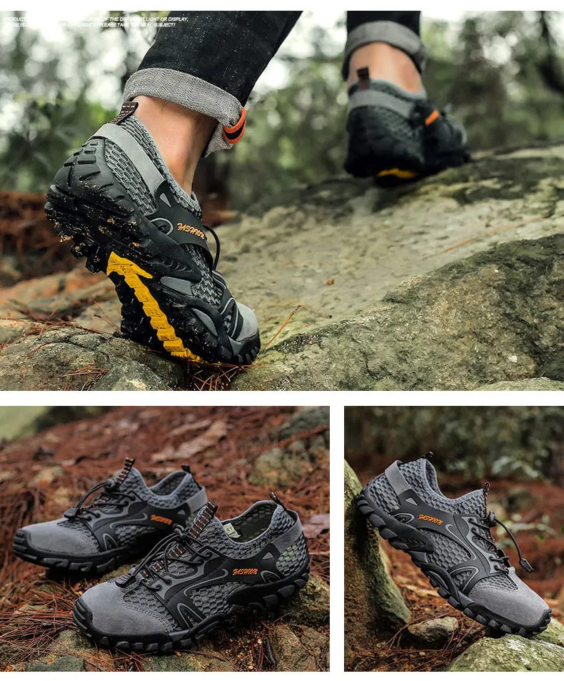 Men's Solid Color Creek Tracing Water Shoes Outdoor Beach Swimming Mountaineering Shoes Breathable Quick-Dry Aqua Shoes
