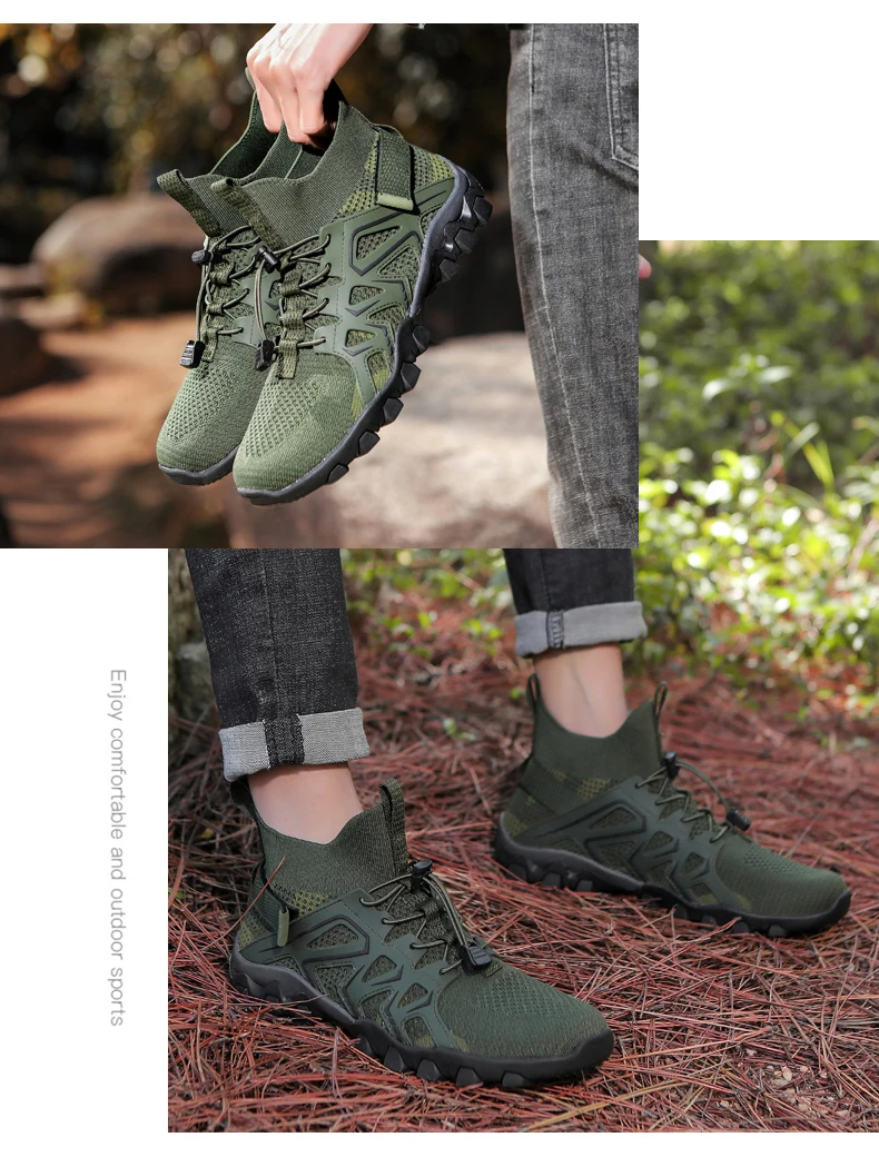 Men's Solid Color Creek Tracing Water Shoes Outdoor Beach Swimming Mountaineering Shoes Breathable Quick-Dry Aqua Shoes